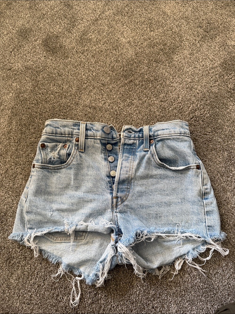Levis 501 Light Wash Denim Distressed Women's Shorts